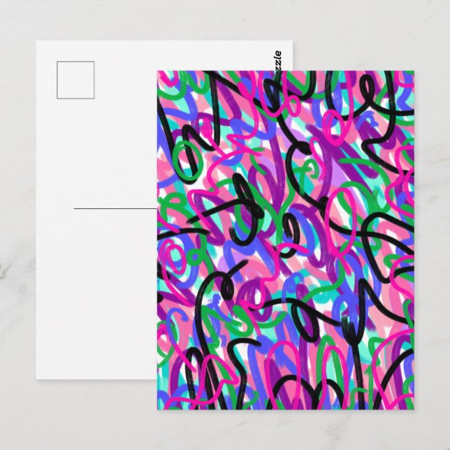 Colourful Squiggles Abstract Art Postcard (Front/Back)