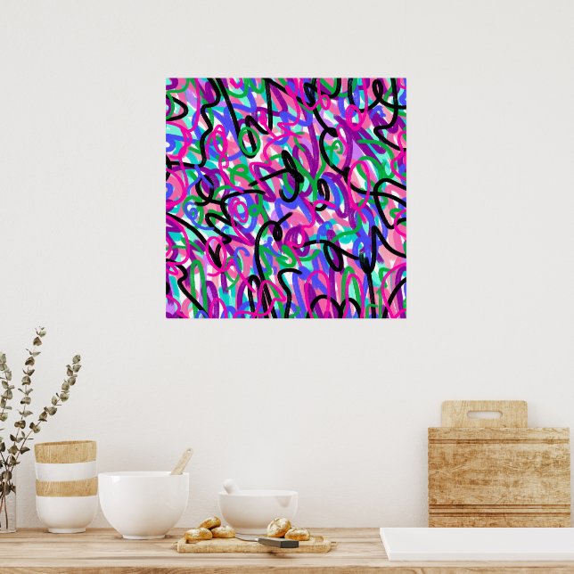 Colourful Squiggles Abstract Art Poster (Kitchen)