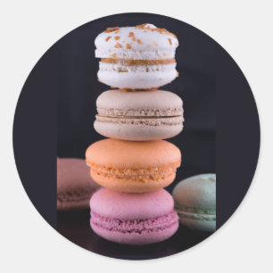 Colourful stack of French Macarons Classic Round Sticker