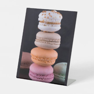 Colourful stack of French Macarons Pedestal Sign