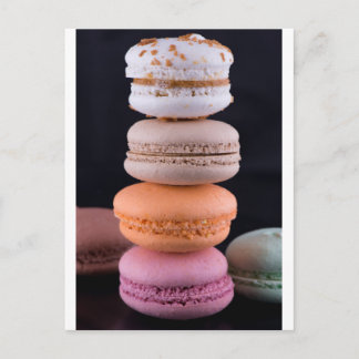 Colourful stack of French Macarons Postcard