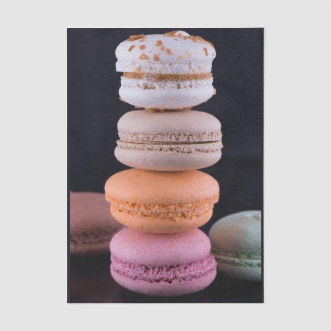 Colourful stack of French Macarons Tissue Paper (Front)