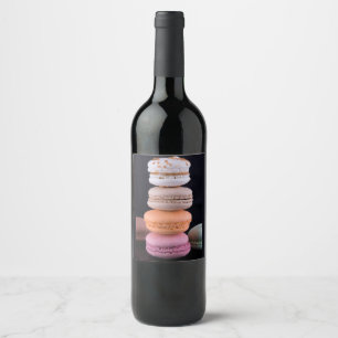 Colourful stack of French Macarons Wine Label