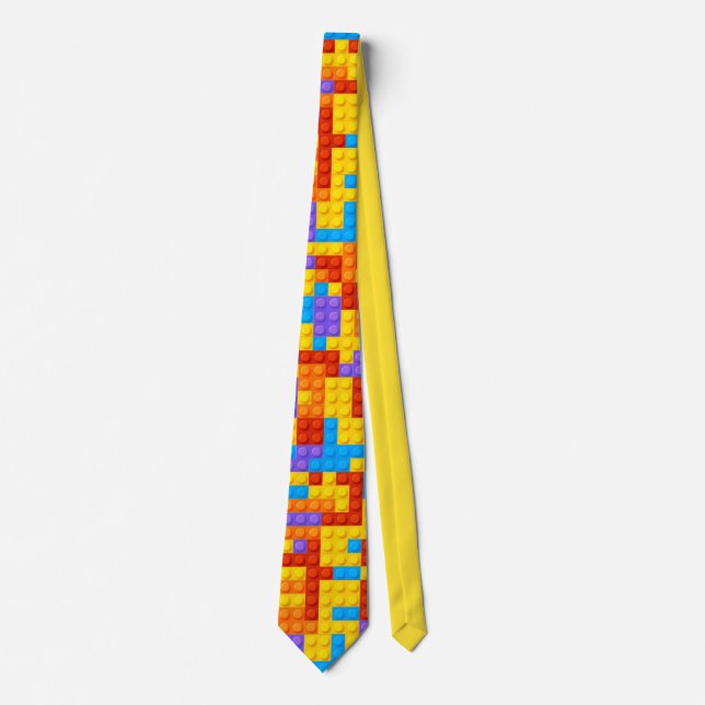 Colourful Stacking Toy Blocks Whimsical Tie (Front)