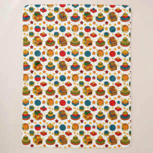 Colourful Stacking Toys and Shapes Pattern for Kid Sherpa Blanket