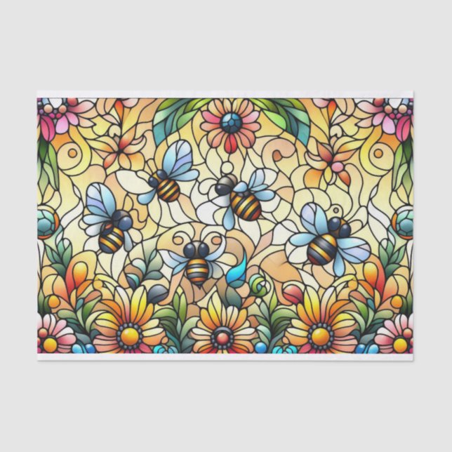 Colourful Stain Glass Bees  Tissue Paper (Front)