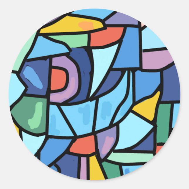 Colourful Stain Glass Effect Classic Round Sticker (Front)