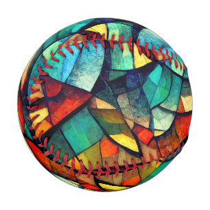 Colourful Stained Glass Abstraction Baseball