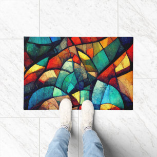Colourful Stained Glass Abstraction Doormat