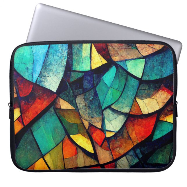 Colourful Stained Glass Abstraction Laptop Sleeve (Front)