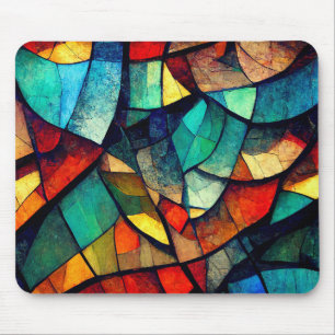 Colourful Stained Glass Abstraction Mouse Mat