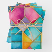 Colourful Stained Glass Art Wrapping Paper Sheets