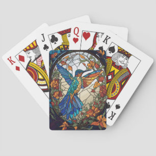 Colourful Stained Glass Artistic Hummingbird Playing Cards
