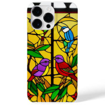 Colourful Stained Glass Artwork with Birds