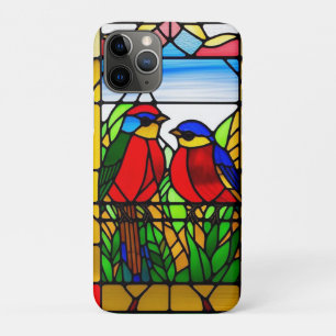 Colourful Stained Glass Artwork with Birds iPhone 11 Pro Case