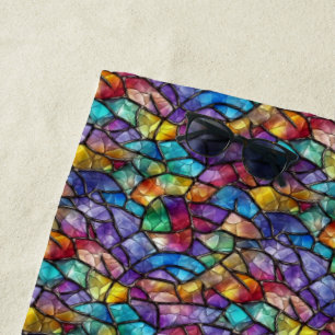 Colourful Stained Glass Beach Towel