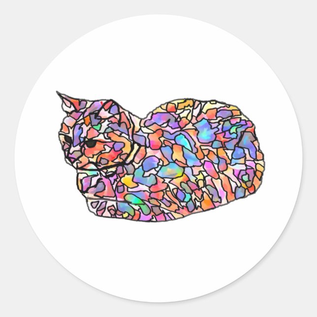 Colourful Stained Glass Cat Sticker (Front)