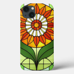 Colourful Stained Glass Depicting Flower iPhone 13 Case