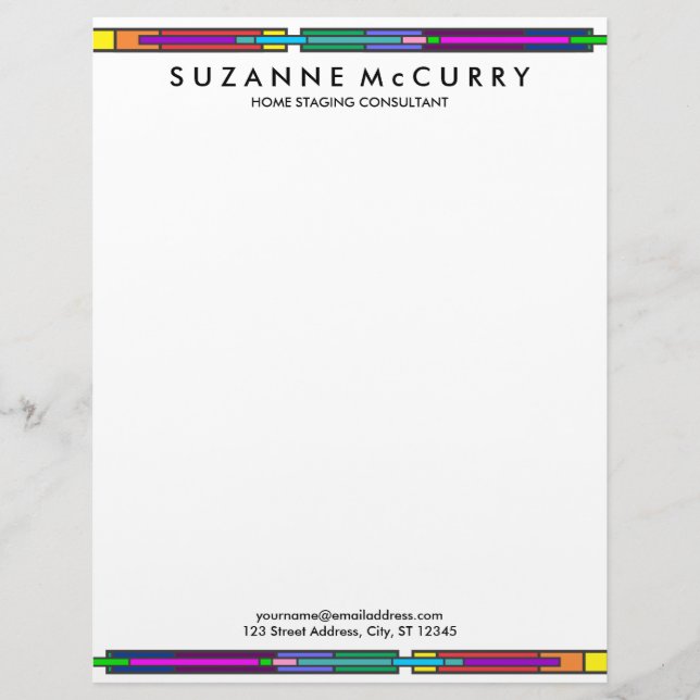 Colourful Stained Glass Design Custom Letterhead (Front)