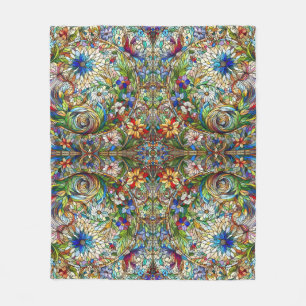 Colourful Stained Glass Design Fleece Blanket