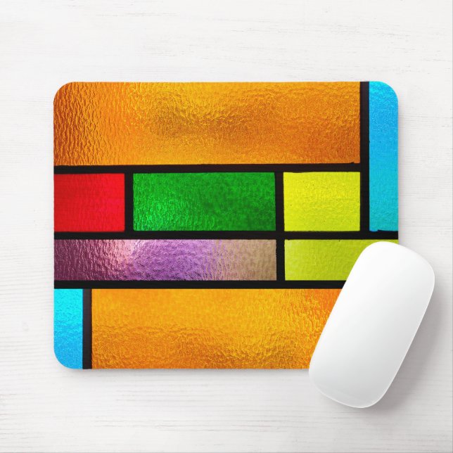 Colourful Stained Glass Design Mouse Mat (With Mouse)