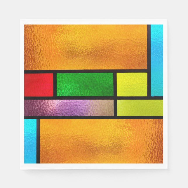 Colourful Stained Glass Design Napkin (Front)