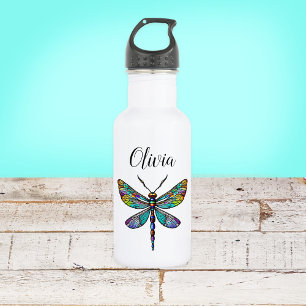 Colourful Stained Glass Dragonfly Wings 532 Ml Water Bottle