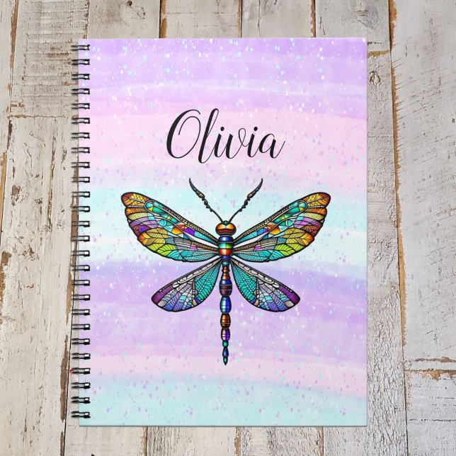 Colourful Stained Glass Dragonfly Wings Notebook (Creator Uploaded)