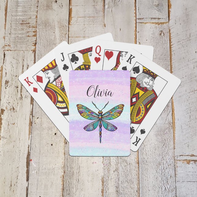 Colourful Stained Glass Dragonfly Wings Playing Cards (Creator Uploaded)