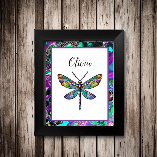 Colourful Stained Glass Dragonfly Wings Poster (Creator Uploaded)