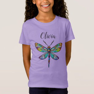 Colourful Stained Glass Dragonfly Wings T-Shirt