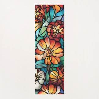 Colourful Stained Glass Floral Yoga Mat