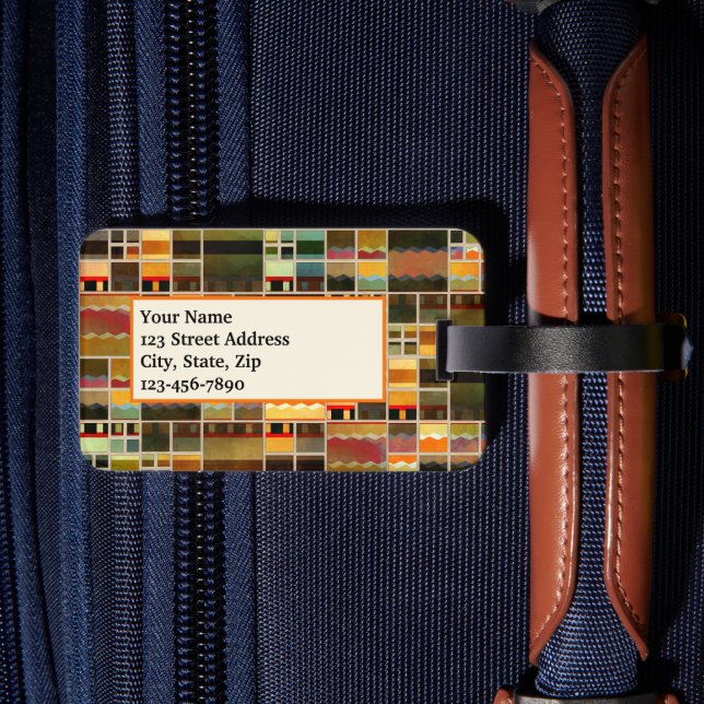 Colourful Stained Glass Geometric Pattern Luggage Tag (Back Insitu 2)