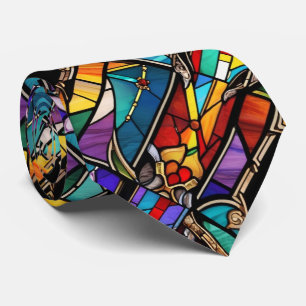 Colourful Stained Glass Inspired Pattern Tie