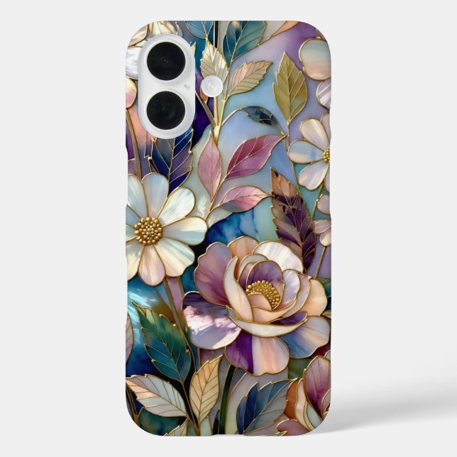 Colourful Stained Glass iPhone Case Purple Flower (Back)