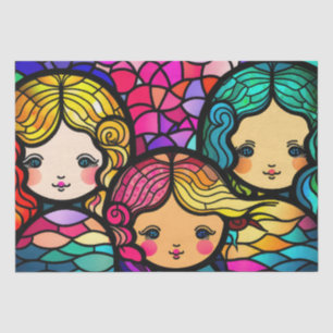 Colourful Stained Glass Mermaids Tissue Paper