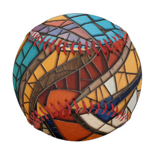 Colourful Stained Glass Mosaic Abstraction Baseball