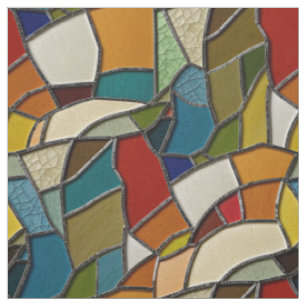 Colourful Stained Glass Mosaic Abstraction Fabric