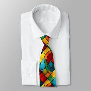 Colourful Stained Glass Mosaic Abstraction Tie