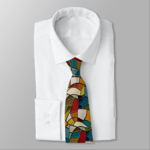 Colourful Stained Glass Mosaic Abstraction Tie