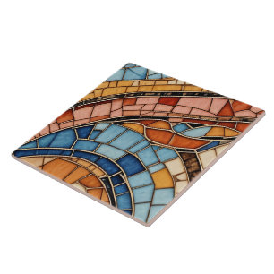 Colourful Stained Glass Mosaic Abstraction Tile