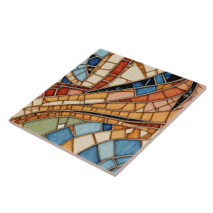 Colourful Stained Glass Mosaic Abstraction Tile