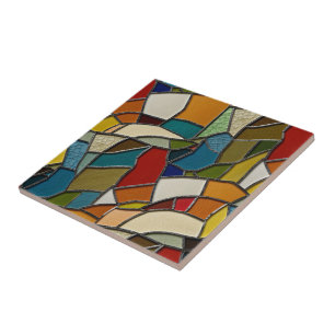 Colourful Stained Glass Mosaic Abstraction Tile