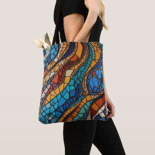 Colourful Stained Glass Mosaic Abstraction Tote Bag