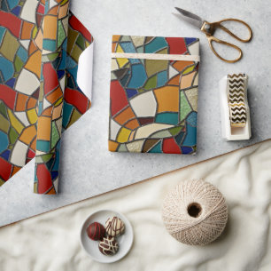 Colourful Stained Glass Mosaic Abstraction Wrapping Paper