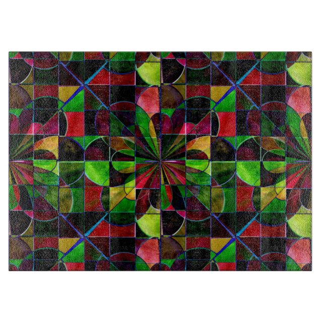 Colourful Stained Glass Mosaic Glass Cutting Board (Front)