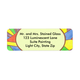 Colourful Stained Glass Painting Address Labels