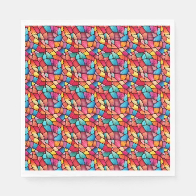 Colourful Stained Glass Pattern background Napkin (Front)
