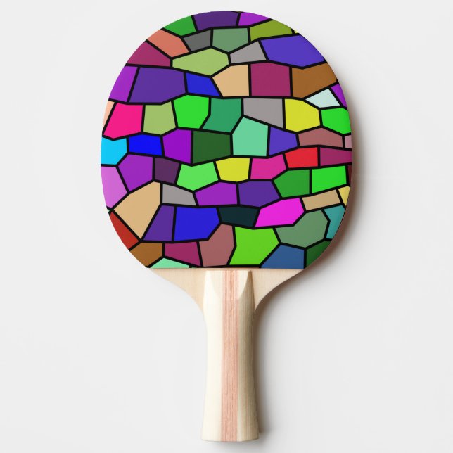Colourful Stained Glass Ping Pong Paddle (Front)