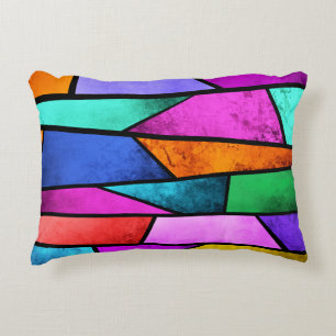 Colourful Stained Glass Purple Blue Accent Pillow